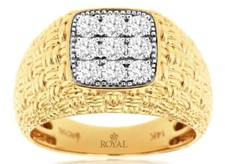 ESTATE .75CT DIAMOND 14KT YELLOW GOLD 3D ROUND CLUSTER SQUARE FILIGREE MENS RING