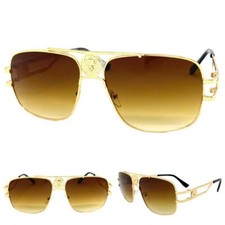 CLASSY Elegant Vintage Retro Hip Hop Style SUNGLASSES Square Gold Metal Frame C2