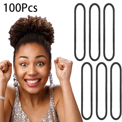 100Pcs High Elastic Rubber Band Black Hair Tie Ropes Ponytail Holder ...