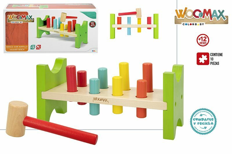 Banco Con Figuras Y Martillo De Madera