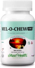 MAXI HEALTH Mel-O-Chew 1 mg  Sleep Aid Tablets LARGE (200 Chewies) SEALED 09/25