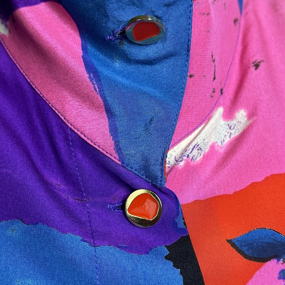 Blusa de Seda Emanuel Ungaro Parallele Paris De Colección Años 80 Talla 6 Estampado Icónico Documentado Foto 4 de 4