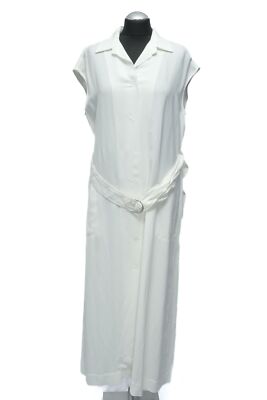 Antonelli Firenze Blusenkleid langes Kleid Lia 40 weiß ärmellos mit Leinen Neu