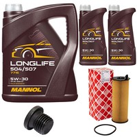 MotoröL Set Mannol 5W30 7 Liter + ÖLfilter + Schraube FüR Audi A4 Avant A5 3.0