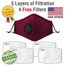 Mask BURGUNDY RED Protective 2 Face Masks SAME DAY SHIPPING FROM USA 2-Pack NEW