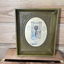 Vintage Holly Hobbie Wood Framed Picture