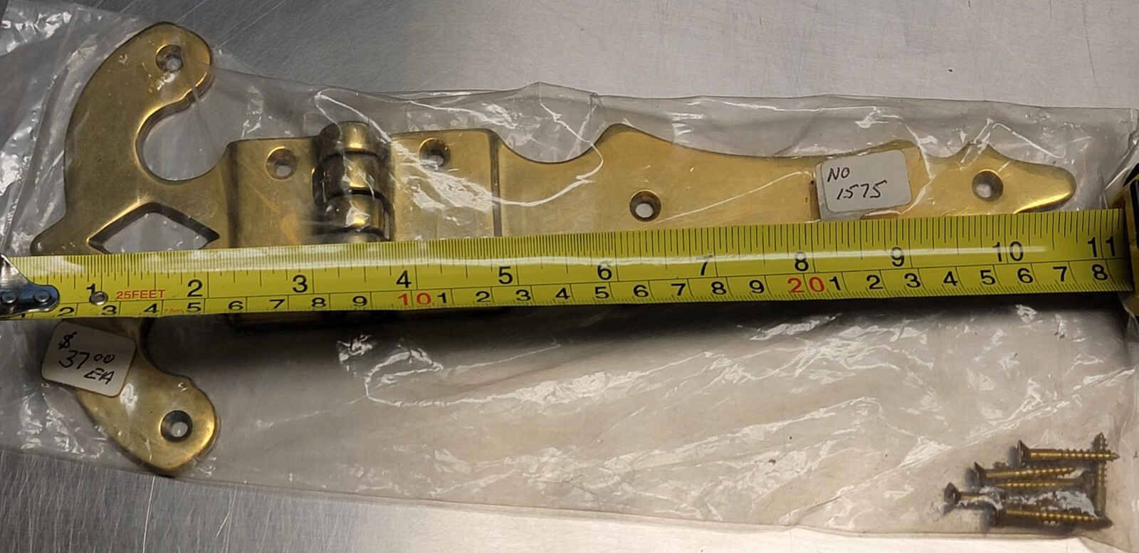 Large Cast Polish Brass Strap Hinge 11 by 5" Heavy Duty Icebox Door
