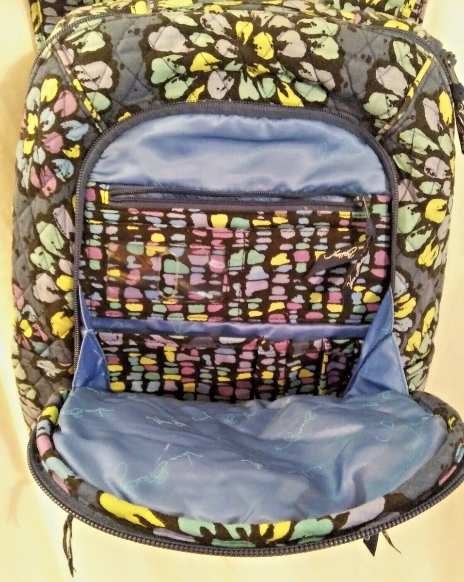 Vera Bradley Indigo Pop Floral Campus Backpack Book bag 
