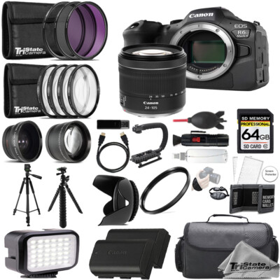 Canon EOS R6 II Camera +24-105mm STM Lens +64GB +Ext Bat+ 9 PC Filter-MEGA Kit