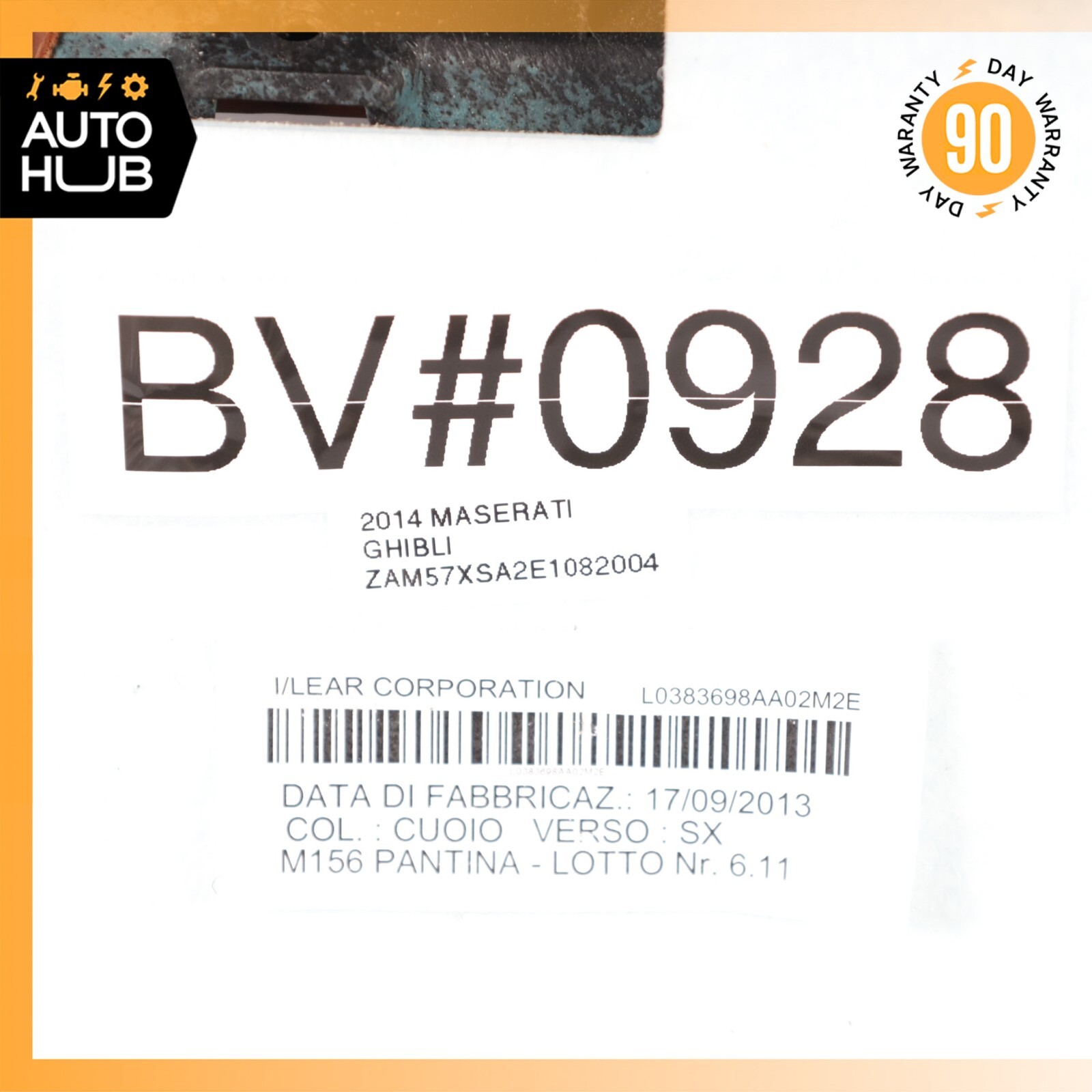 14-17 Maserati Ghibli M157 Front Left Driver Side Seat Back Cover Brown OEM 51k