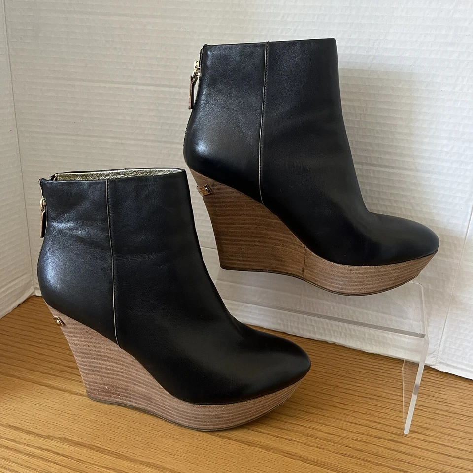 Elaine Turner Womens Skylar Wedge Bootie Black Zip Up Back Platform Size 7.5 - Image 3 of 4