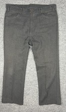 Vintage Levis Pants Dacron Polyester Made In USA Gray Slacks 70  s Men  s 40x32