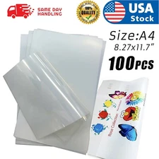 100PCS A4 8.27" x 11.7" DTF Transfer Film Matte with Rough Back - Hot Peel