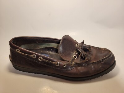 Tommy Hilfiger Men M Brown Leather Kiltie Tassel Loaffer Dockside Boat  Shoe