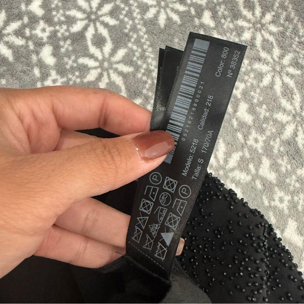 NWT Massimo Dutti Black Linen Blend Skirt With Embroidery Beads Size Small thumbnail 7