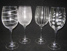 Set Of 4 Mikasa Cheers Balloon White Wine Glasses Goblets Etched in original box