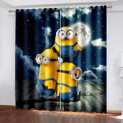3D Minions Cortinas Niños Oscurecimiento Cortina Cortinas Opacas con Ojales Nuevo - Imagen 11 de 19