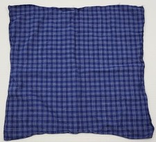 A Plaid Pattern Blue Pocket Square Handkerchief 14" x 14"