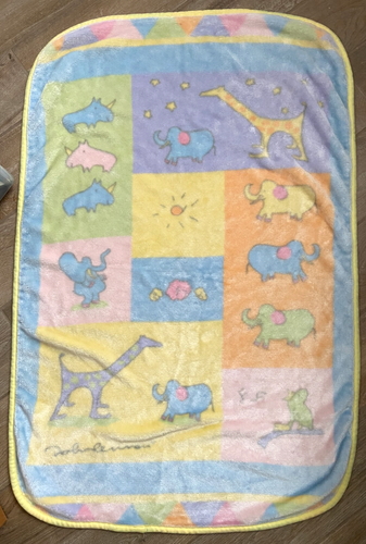 Carters ~ John Lennon Plush Soft Fleece Animal Baby Blanket Pastel Giraffe Rhino