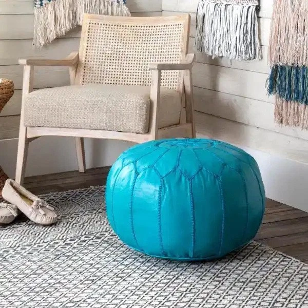 Leather 2024 pouf chair