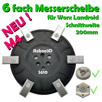 Für Worx Landroid L800 L1000 - 6 Klingen Messerteller - WR147E.1 - S61