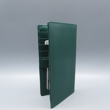 ILI Genuine Leather Checkbook Cover / RFB Card Slots / Pen Loop - FOREST GREEN