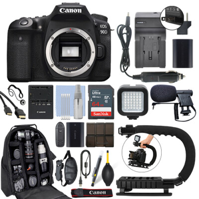 Canon EOS 90D Digital SLR Camera Body 64GB Pro Video Kit