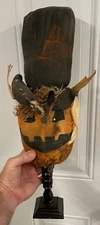 Hand Made Cloth Halloween Jack O Lantern on Stand Horror Back Home Primitives