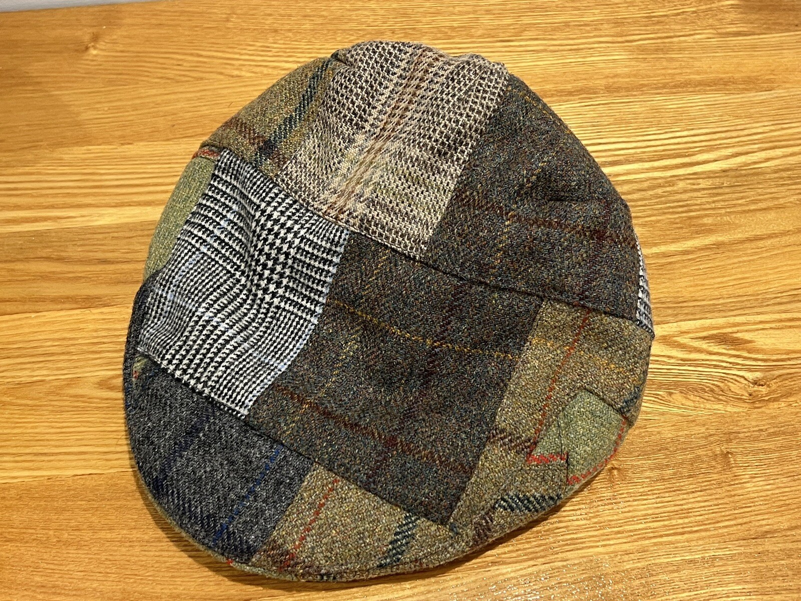 Hackett Rare Mixed Patchwork Tweed Flat Cap Horse… - image 1