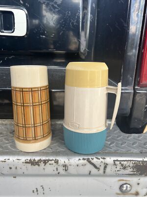 Vintage Plaid Thermos Set Aladdin