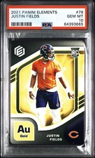 2021 Elements Justin Fields #79 Gold PSA 10 Rookie Card RC New York Jets 33/99