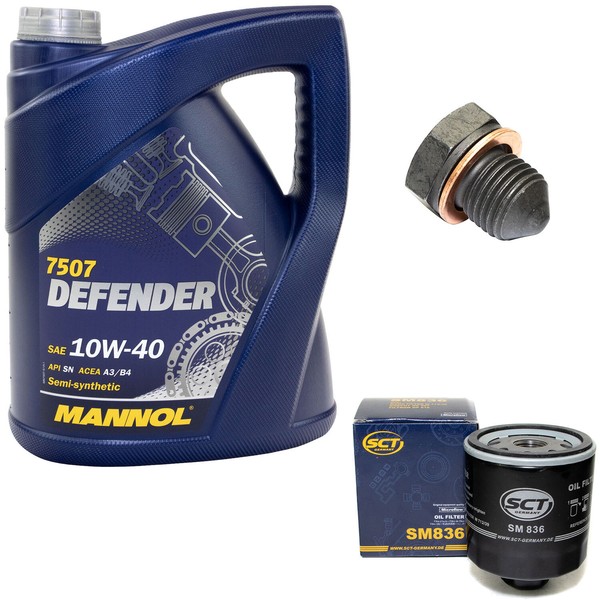 MotoröL ÖLfilter SM836 10W40 5Liter + ÖLablassschraube FüR Seat Skoda VW Polo-image