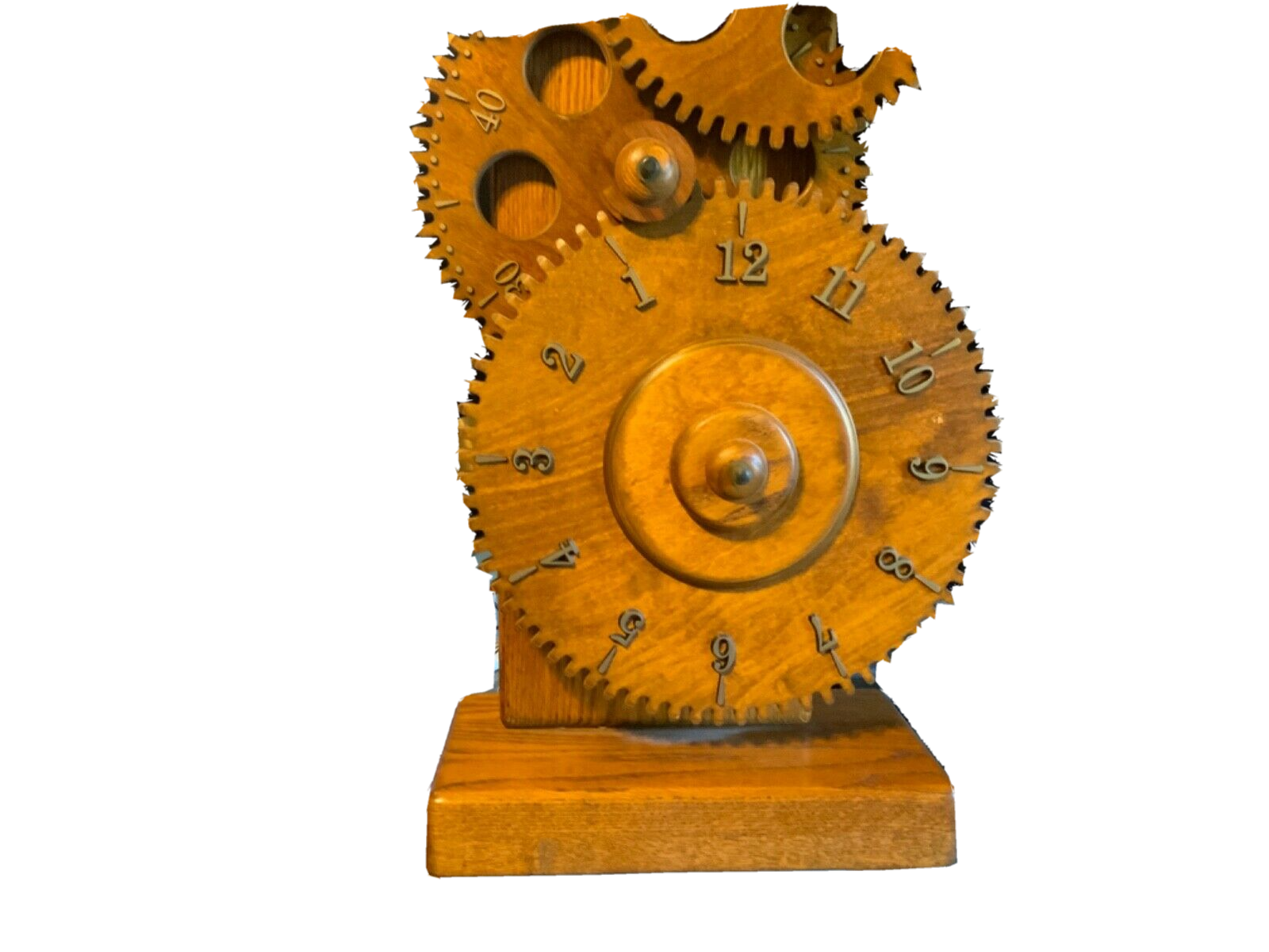 Rare Vintage Clockwork Inc Oak Wood Gear Clock Synchron Motor Steampunk
