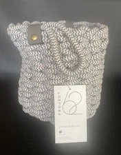 Project 62 Accent Gray Coiled Rope Fishtail Weave Basket W/Faux Leather Snap 