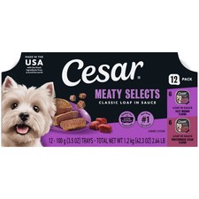Cesar Classic Loaf in Sauce Wet Dog Food Variety Pack 3.5 oz Trays 12 Pack