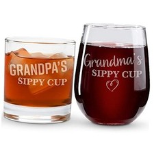 Grandma and Grandpa Gifts - 17oz Grandma's and 11oz Grandpa's 2PC SIPPY CUP