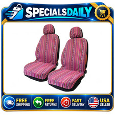 Pink Boho Car Seat Cover Set - Cute Hippie Baja Saddle Blanket 4pcs Front