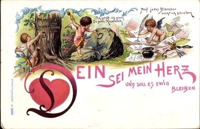 Litho Dein sei mein Herz und soll es ewig bleiben, Engel, Amor - 4367837