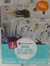 NIP MEMBERS MARK DINOSAUR 8PC. FULL SIZE KIDS JERSEY BEDDING SET/DINOSAUR PILLOW