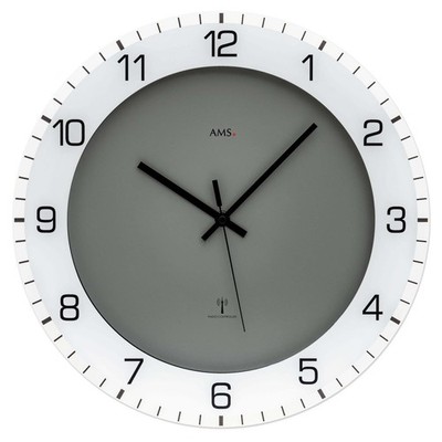 AMS -Wanduhr Aluminium Funkuhrwerk 38cm- 5595