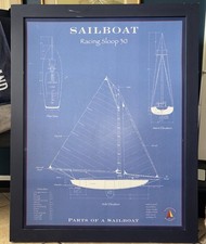 De colección Future Sailors of America Velero Enmarcado Plano Racing Sloop 30
