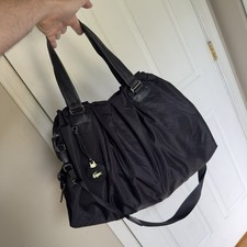 Borsa a tracolla Lacoste donna slouchy nera nylon bordo pelle tote bag