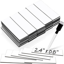 50 Pack Dry Erase Magnetic Labels White Reusable Write on Magnets Sticker, Ma...