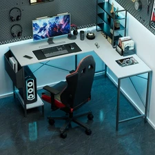 L Shaped Desk Gaming Computer 50 Inch Reversible Corner Table PC Work Table f...