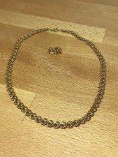 18” Vintage Rosette Chain With Matching Earrings, Link Swirl Knot