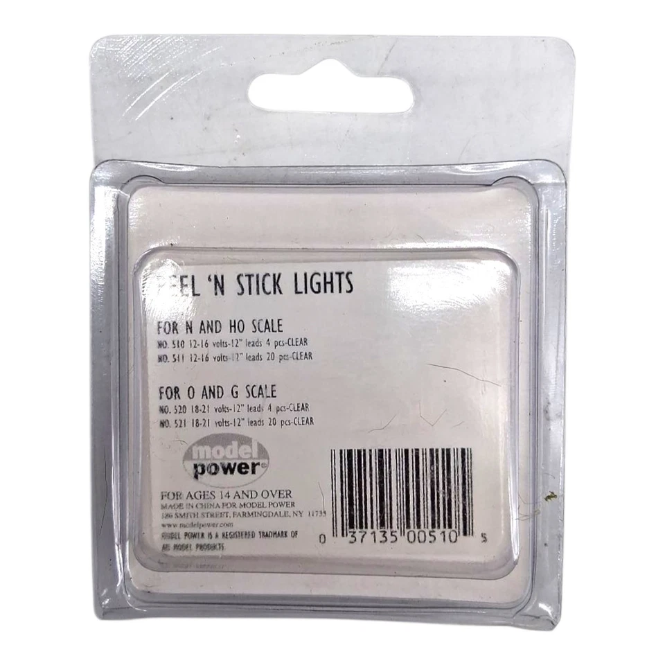 Model Power 510 Peel 'N Stick Bulb 12-16 Volts 12" Lead All Scale 4 Pieces N HO - Image 3 of 4