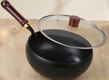 Wok Bratpfanne 24 cm, Nagelneu mit Deckel, Antihaftbeschichtung
