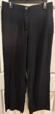 LOVE TREE Black Linen Viscose Straight Leg Pants Womens Size Large Pockets