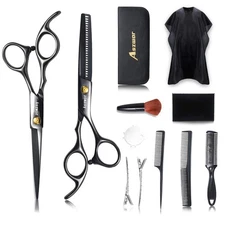 12Pcs Set tijeras profesionales para cabello peluqueria de Barbero corte de pelo