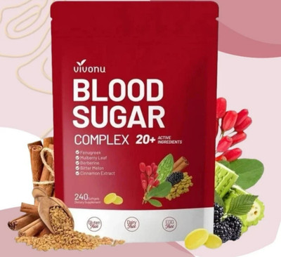 VivoNu Blood Sugar Complex Supplement with 20 Herbs and Vitamins 240 Softgels